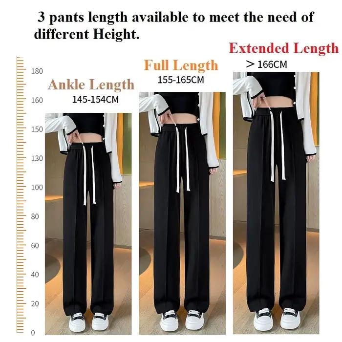 PELEDRESS-Pantalon Amincissant à Jambes Larges pour Femme, Ceinture Décorative, Noir et Gris, Style