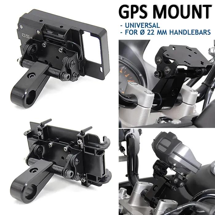 Universel nouveau pour Ø 22mm guidon nouveau noir moto téléphone GPS support avec pince de guidon