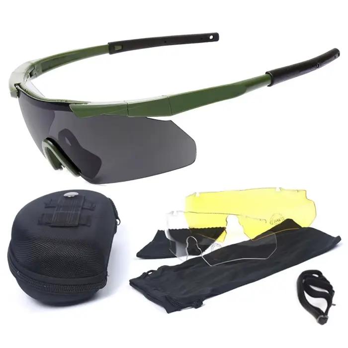 Lunettes tactiques militaires CS Airsoft lunettes de tir coupe-vent HD 3 lentilles Motocross moto alpinisme lunettes sûres
