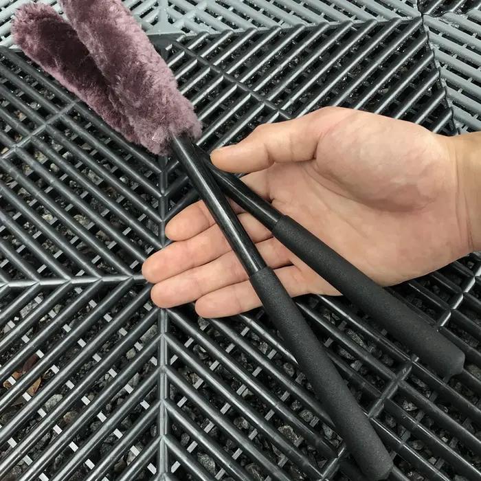 Lucullan 38CM laine naturelle roue de lavage de voiture barils brosses 100% peau de mouton Premium f