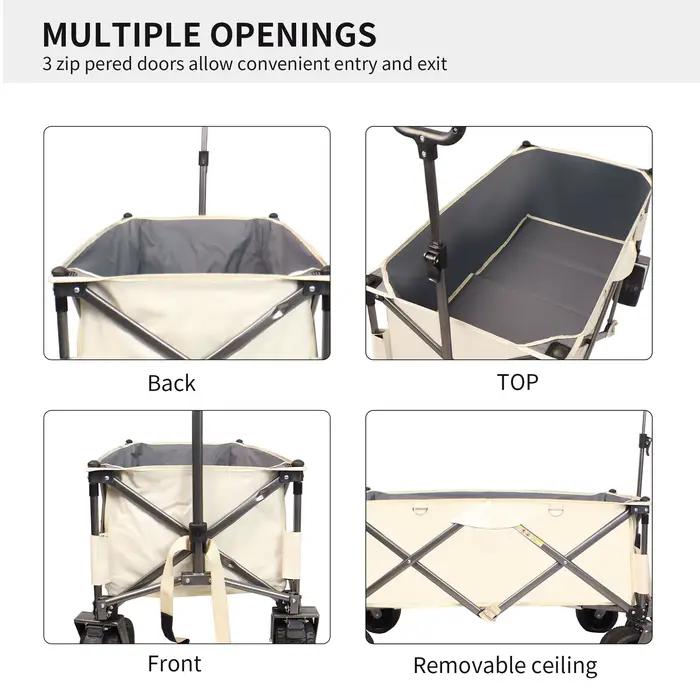 Chariot de plage utilitaire pour le sable, chariot pliant RapDuty, grandes roues, poignée réglable,