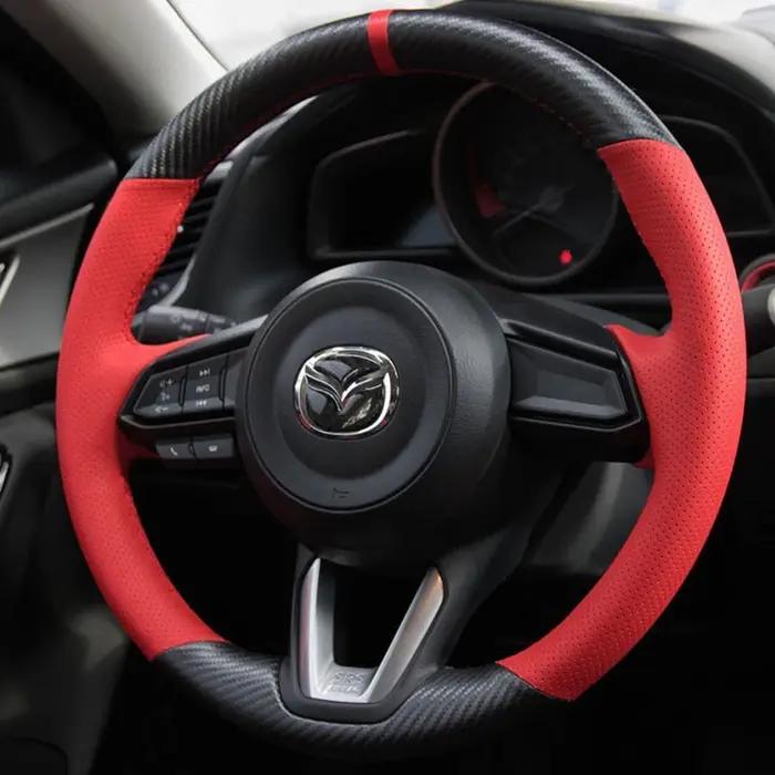 Couvercle de volant de voiture personnalisé, bricolage 100% adapté à Mazda 3 Axela 2017-2018 Mazda 6