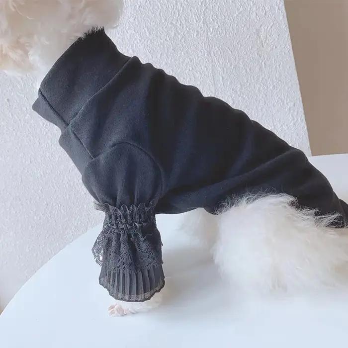 Chien pur blanc chemise à bascule vêtements pour animaux de compagnie blanc chiot chat Teddy printemps automne nouvelle chemise à bascule fille chien chemises chien tissus