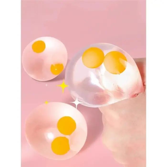 Œuf anti-stress transparent jaune double, œuf simulé pour soulager le stress des adultes, cadeau anti-stress