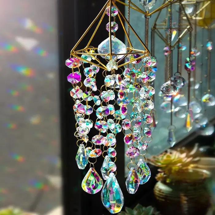 Carillon éolien en cristal fantaisie léger, 1 pièce, fenêtre suspendue, Patio aérien, attrape-soleil