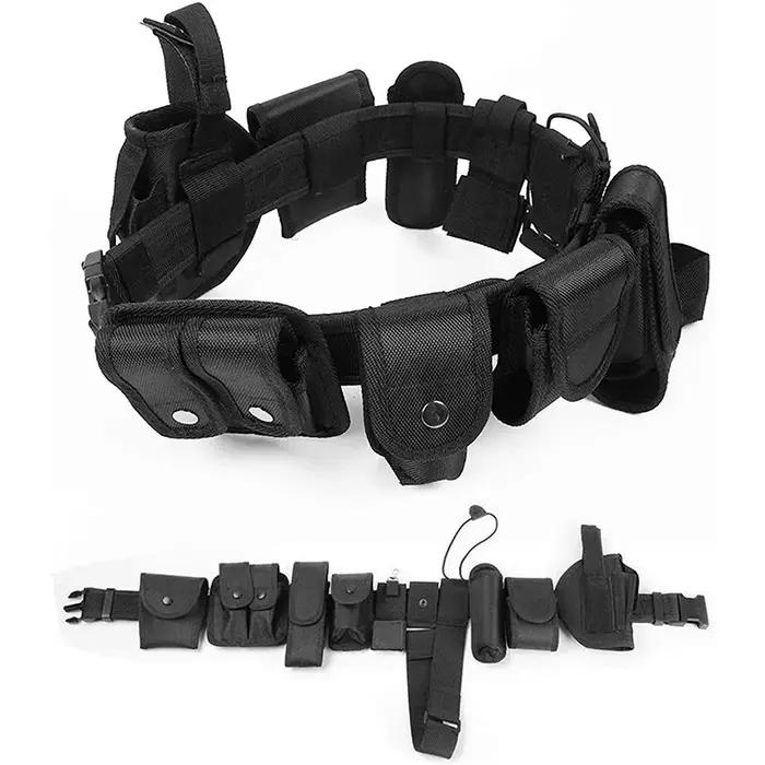 Kit ceinture tactique multifonction 10 en 1 avec étui pistolet et porte-lampe pour chasse et sécurité