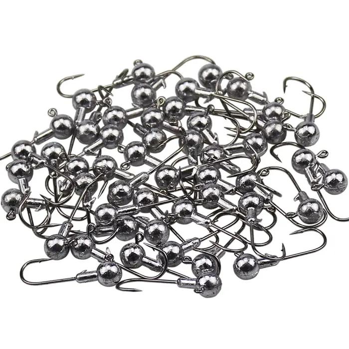 50 pièces têtes de gabarit de plomb hameçons de pêche 1/32 1/16 1/8 oz Crappie bar leurres de pêche