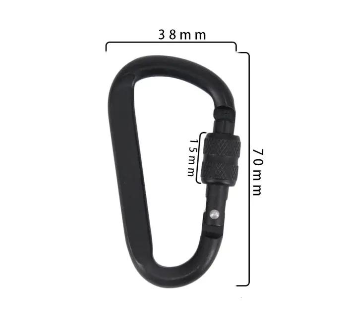 Mousqueton en alliage d'aluminium noir, anneau en D, Clip de porte-clés de Camping, mousqueton, Kit