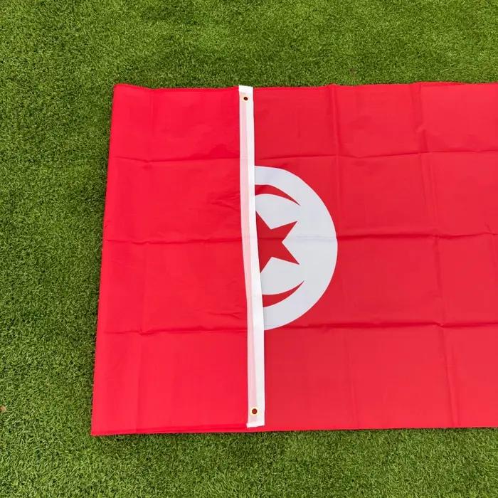 Drapeau National Tunisien 90x150cm Polyester Double Couture Pour Décoration Intérieure Extérieure Fierté Nationale Traditionnelle Occasions Spéciales