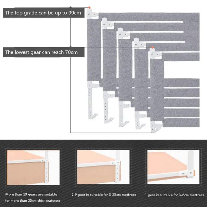 Barrière de Lit Extra-Large de 150 / 180 / 200 cm Protection de Lit pour Tout-Petit Accessoire de Ch