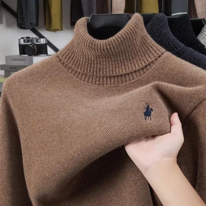 Pull en velours de marque haut de gamme pour hommes nouveau créateur de mode broderie de poney exquise épais et chaud