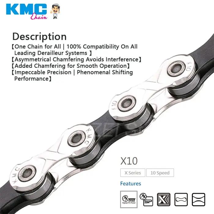 KMC-Vélo de Route et Montagne à 10 Vitesses, Boîte Originale, JOX10EPT, X10EL, X10SL, JO116