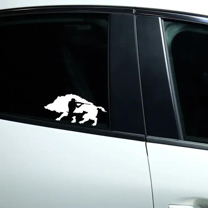Autocollant de voiture créatif chasse sanglier Applique véhicule fenêtre chasseur vinyle décalcomanie Automobile moto Tuning décor accessoires