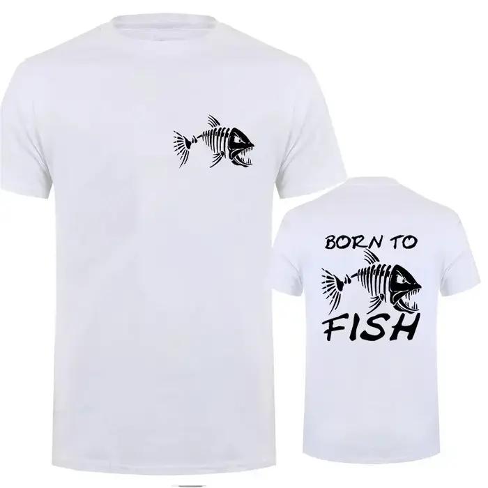 T-shirt de pêcheur tendance décontracté en polyester pour hommes, motif 3D, adapté pour la pêche et les activités estivales