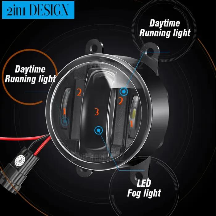 Ensemble de phares antibrouillard LED pour voiture, feu antibrouillard diurne en aluminium DRL, Land