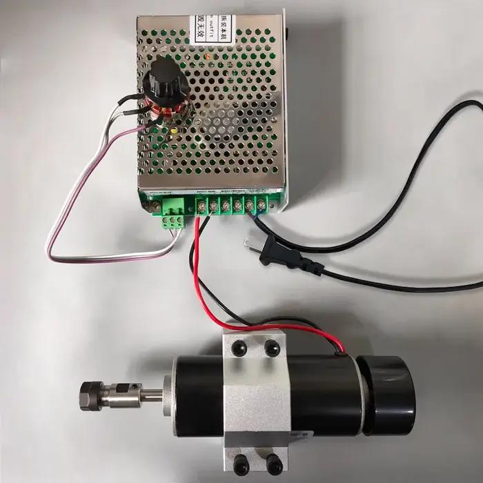 Moteur de broche refroidi par Air 500W, 100VDC + WK611, régulateur de vitesse d'alimentation, mandri