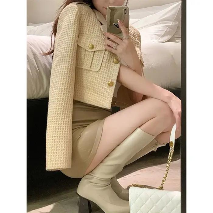MEXZT recadrée vestes femmes élégant basique Blazer manteaux bureau dame coréenne automne à manches