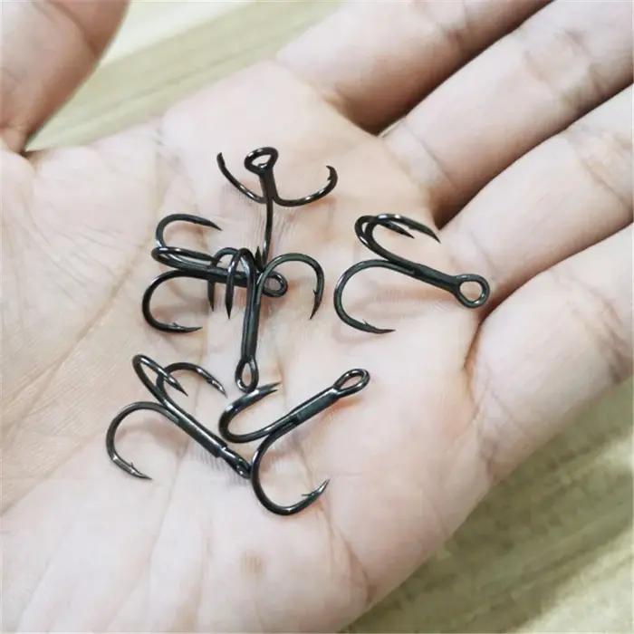 10 pièces/lot hameçon de pêche triple pointu fort courbure ronde large écart crochets barbelés en ac