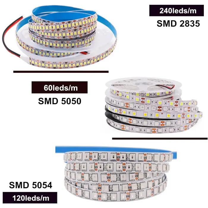 DC 12V bande LED SMD 5050 5054 2835 étanche 6000K 4000K 3000K 60 120 240Led/m ruban LED Flexible ban