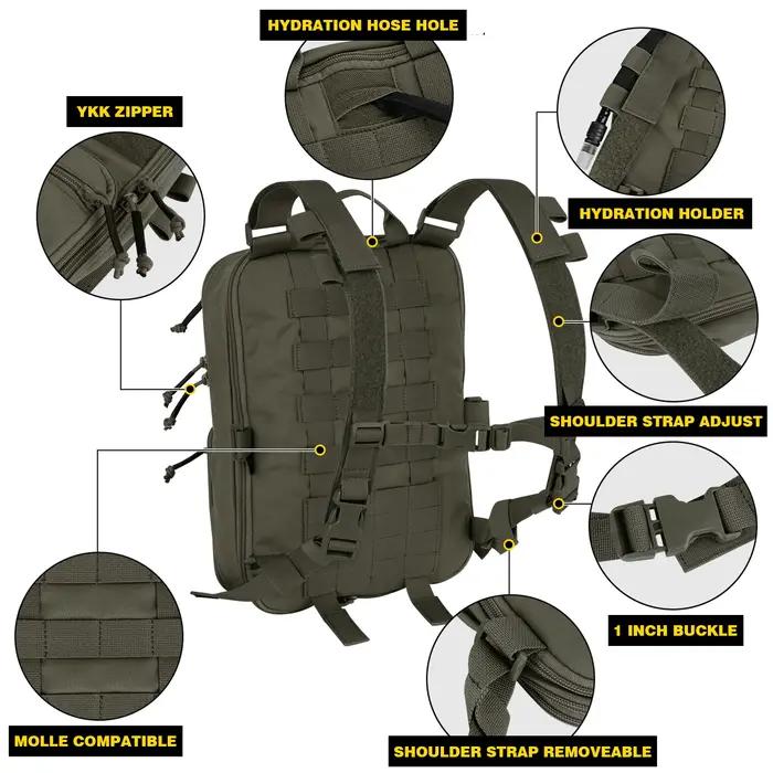 KRYDEX – sac à dos tactique D3, Version améliorée 23L, sac d'assaut extensible, hydratation MOLLE/sa