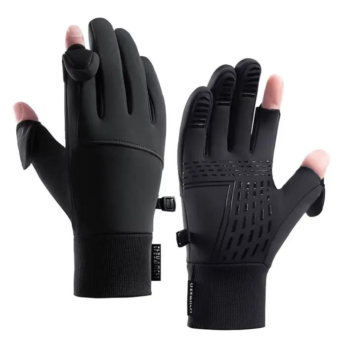 Gants d'hiver à deux doigts rabattables pour hommes et femmes