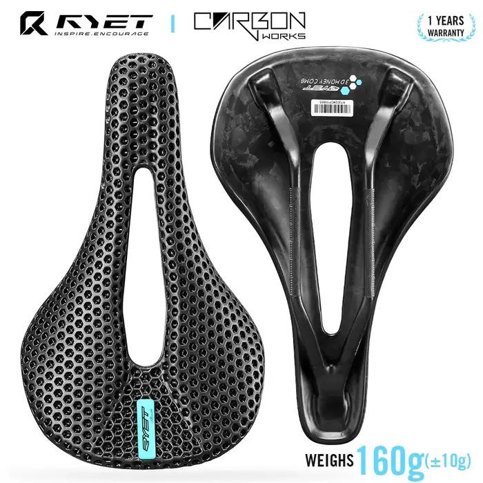 RYET 3D Imprimé Vélo Carbone Selle 140mm 143mm Super Léger Route VTT Racing Selles Siège De Vélo Cou
