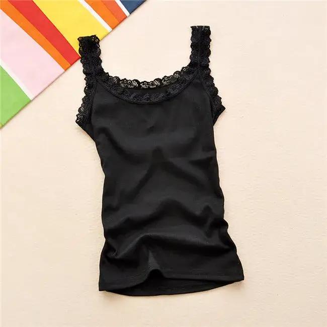 Été femmes sans manches débardeurs moulante tempérament Sexy dentelle Patchwork t-shirt gilet débardeur femme