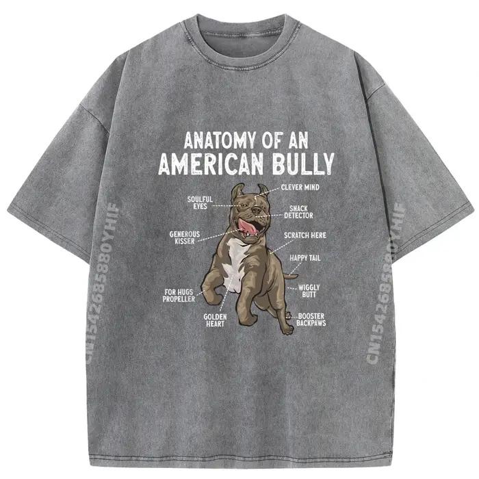American Bully Dog Anatomy Of An American Bully T-shirts graphiques bleus et blancs Camisas De Hombre Normal