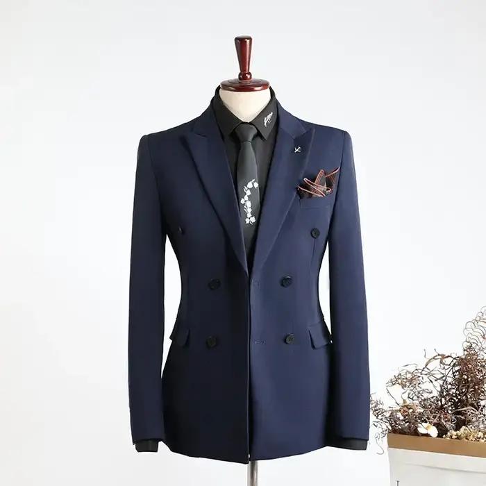 Blazer décontractée en coton Mititarewind pour hommes, vestes de costume, ajustement droit, double boutonnage, pour quatre saisons, polyvalentes et élégantes pour diverses occasions