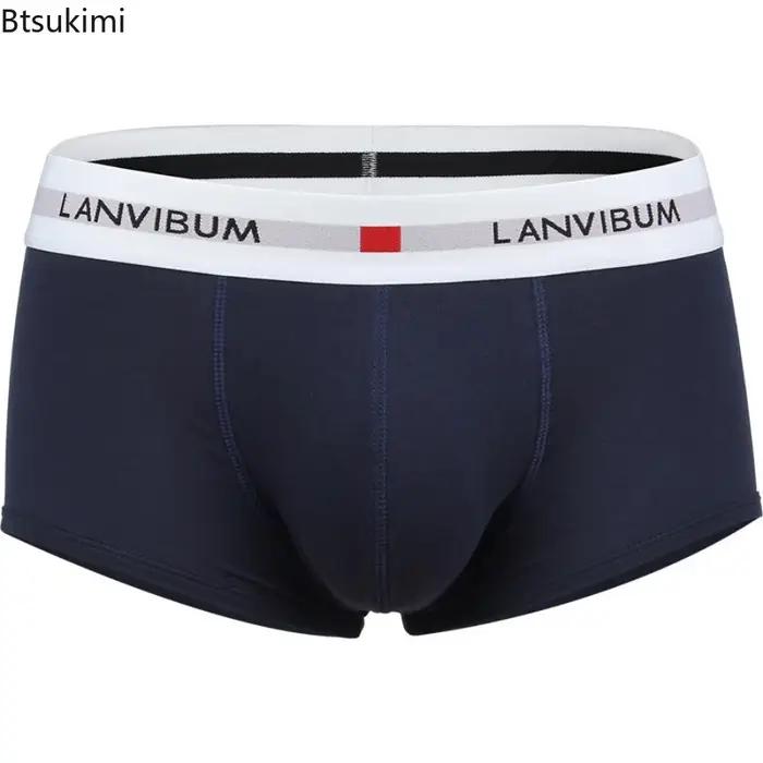Nouveaux Boxers Homme 2026 – Sous-vêtements en Coton Respirant à Taille Basse avec Poche U Convexe, Couleur Unie