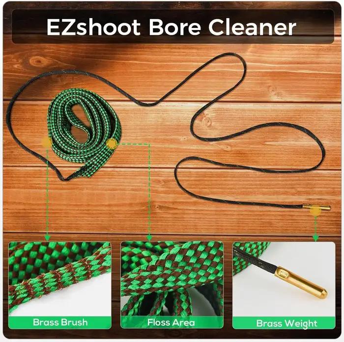 Corde de nettoyage d'alésage de pistolet de chasse pour calibres 22 223 12GA kit de brosse de nettoyage de fusil outil de calibre de baril de fusil accessoires de chasse pour femme et homme occasions spéciales