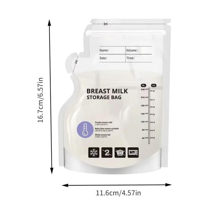 Sacs de conservation du lait maternel sensibles à la température, PE de qualité alimentaire, transpa
