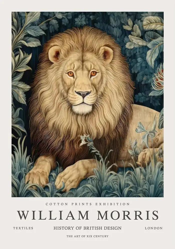 Affiche d'exposition de musée d'animaux de William Morris, oiseau, hibou, fruits, papillon, fleur, p