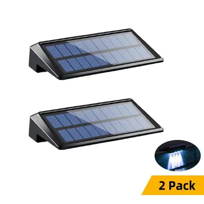 Paquet de 2 appliques murales solaires 4 LED lumières de clôture solaire
