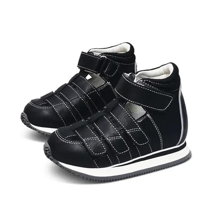 Ortoluckland enfants chaussures garçons été orthopédique en cuir véritable soutien de la voûte plantaire semelles sandal