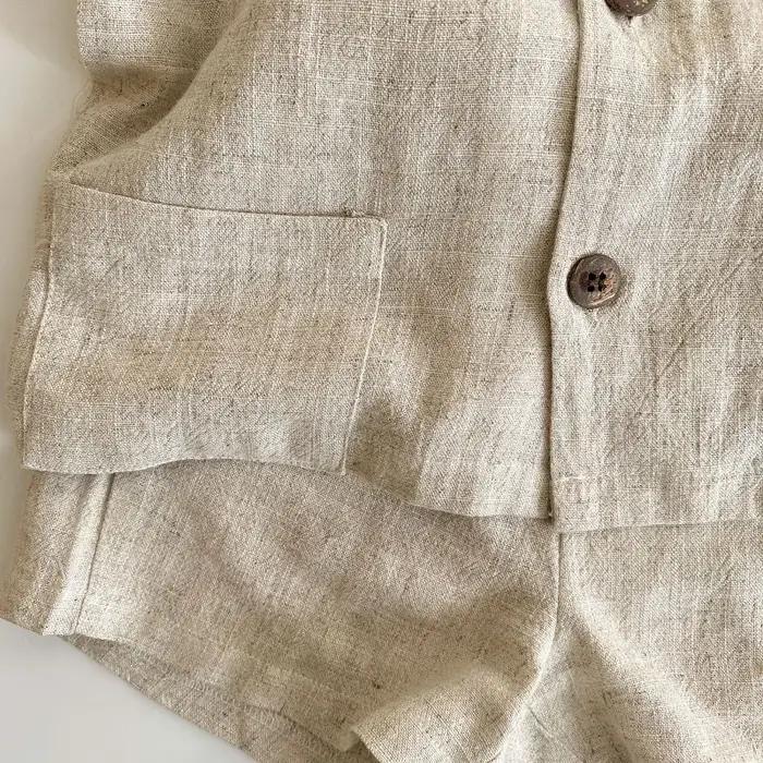 Ensemble Chemise et Short en Lin pour Bébé Garçon et Fille de 1 à 7 Ans