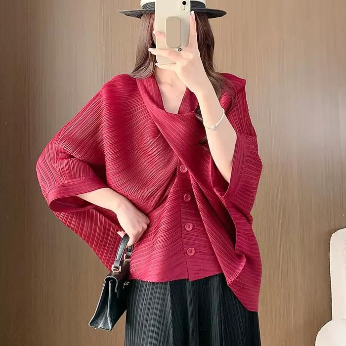 Veste courte Ata Yake avec col en V et manches 3/4 pour femmes, style décontracté, polyester, printemps été, entretien facile, pour des occasions variées