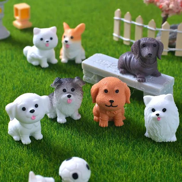 Chien chiot bricolage fée jardin Miniatures Micro paysage Animal Figurine ornement belle chanceux Statue artisanat décorations pour la maison