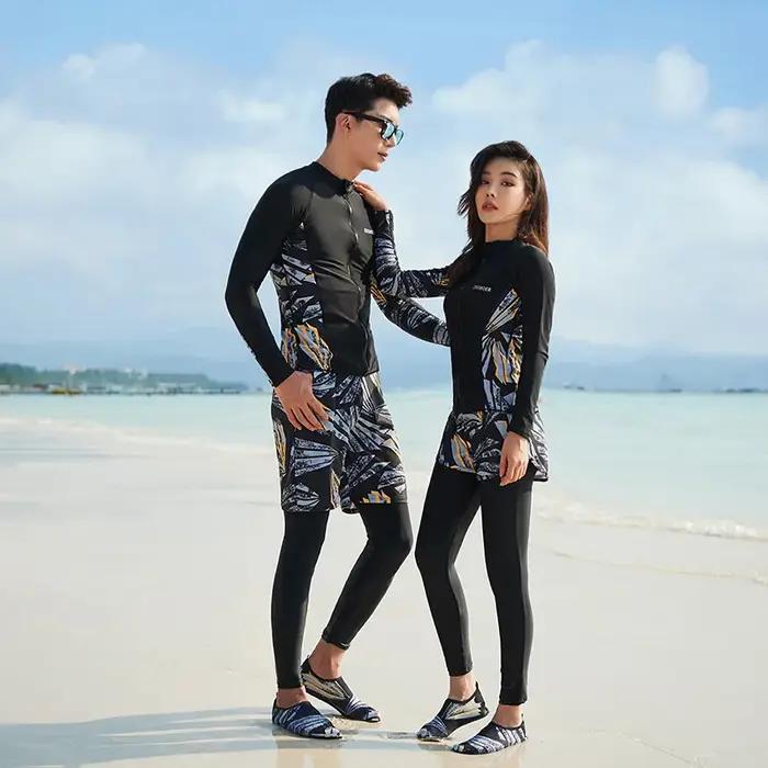 Ensemble de maillot de bain Rash Guard pour femme, manches longues, protection UV, surf imbibé, nata