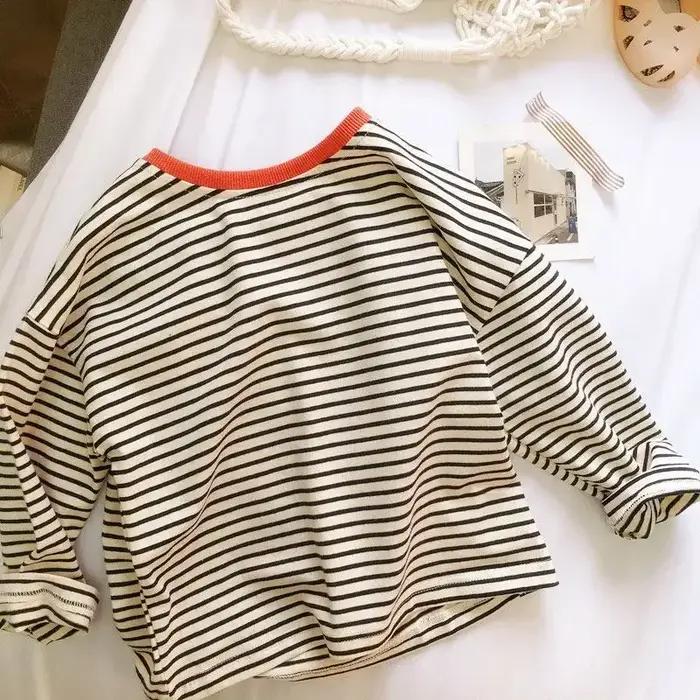 T-shirt rayé à manches longues pour garçons et filles