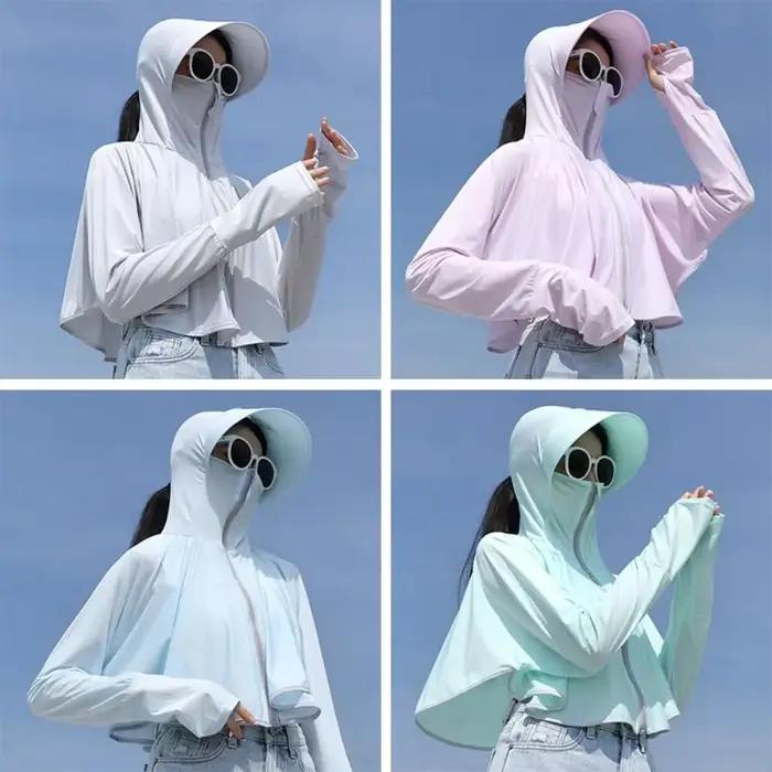 Veste fine à manches longues pour femmes en soie protection solaire UV pour vélo, randonnée, sports de plein air et occasions spéciales