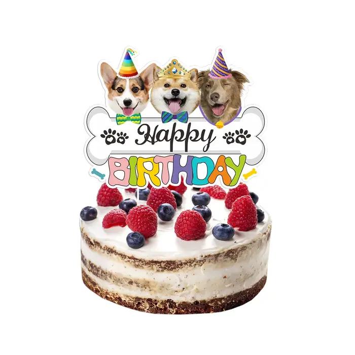 Joyeux anniversaire chien fête décoration papier drapeau chien Latte Art gâteau décoration ensemble
