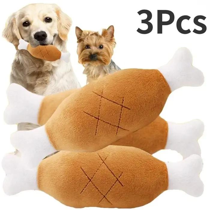 Jouet en peluche en forme de jambe de poulet grinçant pour chiens et chats de toutes tailles pour des heures de jeu sécuritaire et amusant