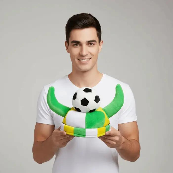 Chapeau de Carnaval en velours thème football style sportif entièrement fermé pour femmes occasions festives hiverextérieuractivités