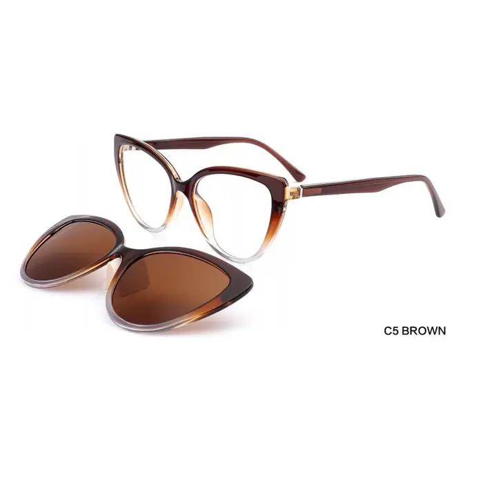 Ceofy acétate hommes femmes mode myopie lunettes cadre rétro polarisé soleil pince aimant optique