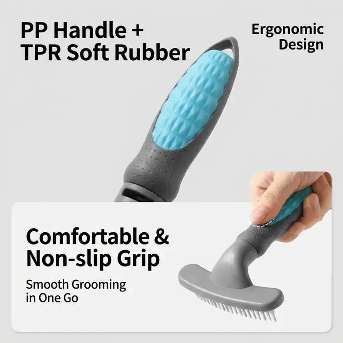 Brosse démêlante rotative à double rangée de 39 picots pour chiens et chats à poils longs – Outil de toilettage et de