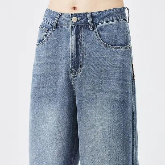 Jean de Haute Qualité en Tissu Lyocell pour Homme, Pantalon Large, Doux, Taille artificiel astique,