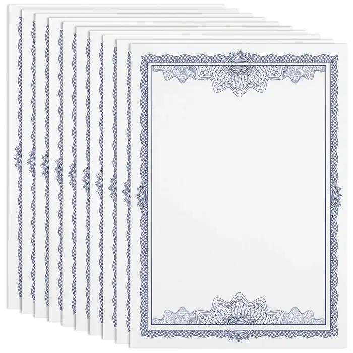 Papier de certificat vierge A4, 10 pièces, papier de diplôme imprimable et inscriptible, bords lisses, pour certificat de remise des diplômes de bureau et d'école