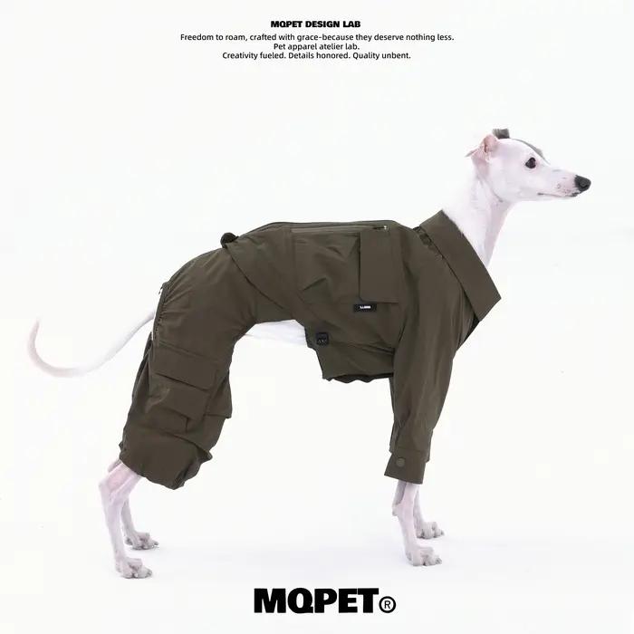 T-shirt de protection triple pour chiens, design montagne, couleur kaki printanier, vêtements pour chiens de petite et moyenne taille, idéal pour promenades et activités extérieures