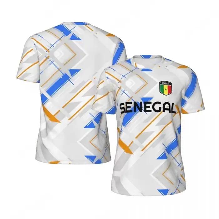 Maillot de football à manches courtes pour hommes, avec motif du drapeau du Sénégal, séchage rapide, respirant, léger, pour les passionnés adultes